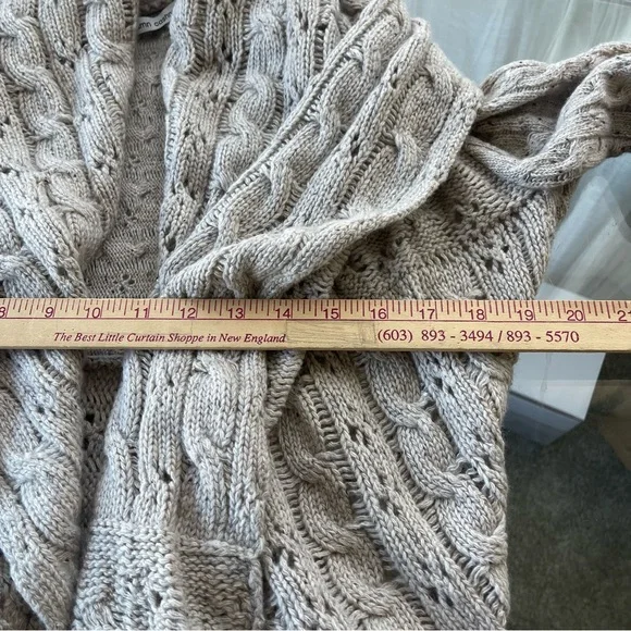 Autumn Cashmere Cardigan Size S Eyelet Chunky Knit Open Mid Length Open Beige - Picture 4 of 5